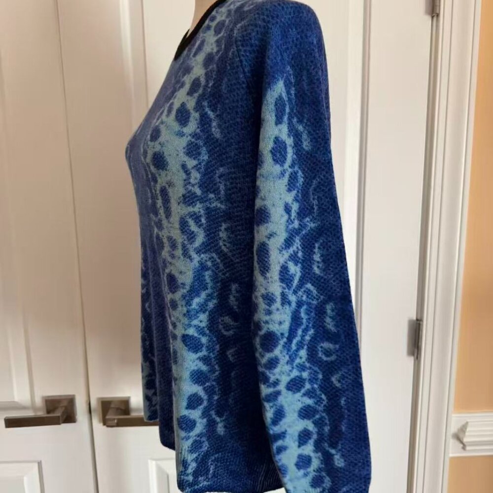 Equipment Blue Python Skin Pattern Cashmere Sweat… - image 2